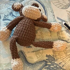 Handmade Crochet Brown and Cream Plush Monkey